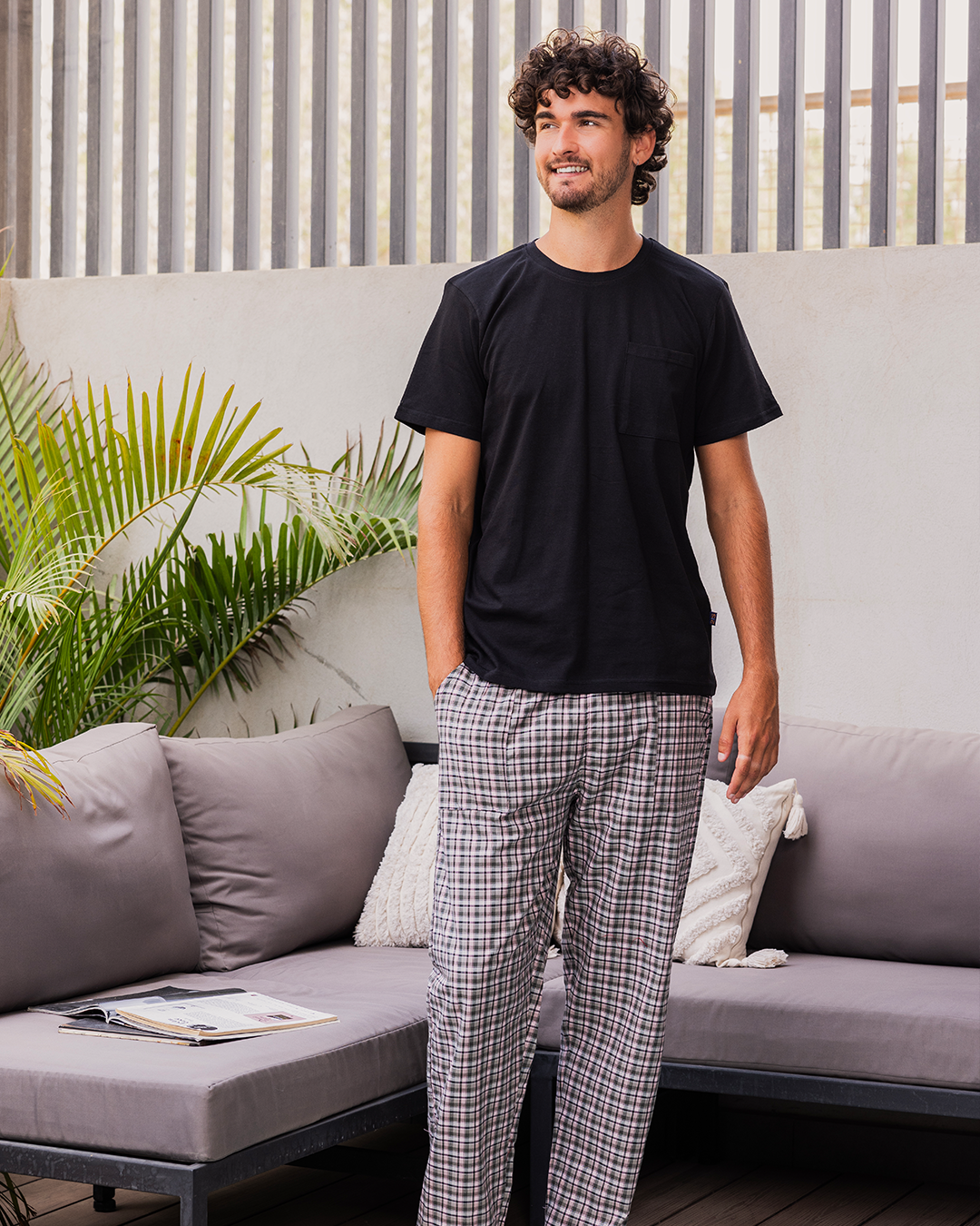 Plaid Pattern Mens Pajama Pants