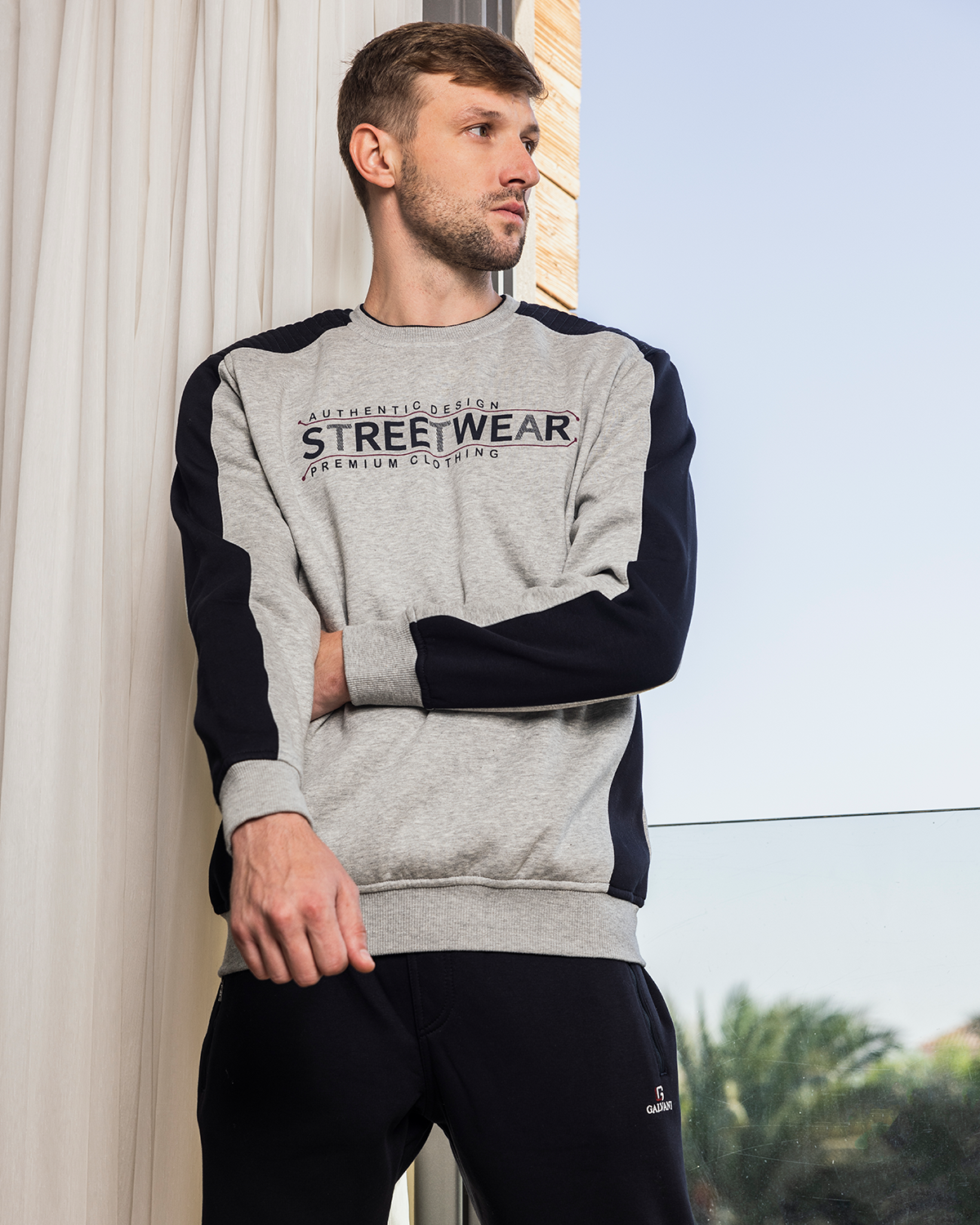 Streetwear men's pajamas with a print on the chest