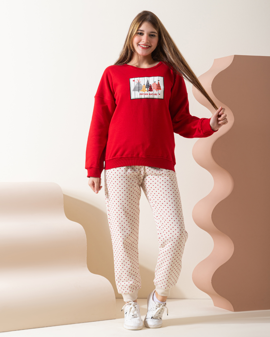 Mother nature girls' long sleeve pajamas