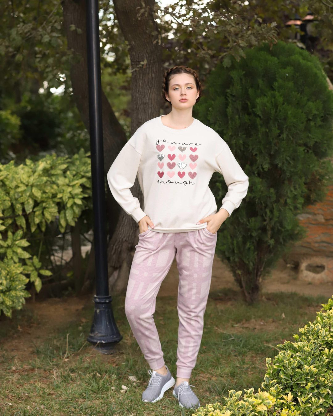 you are enough women's pajamas with hearts