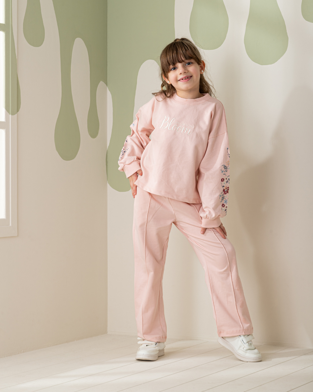 Bloom Girls' children's pajamas with puff sleeves and trousers