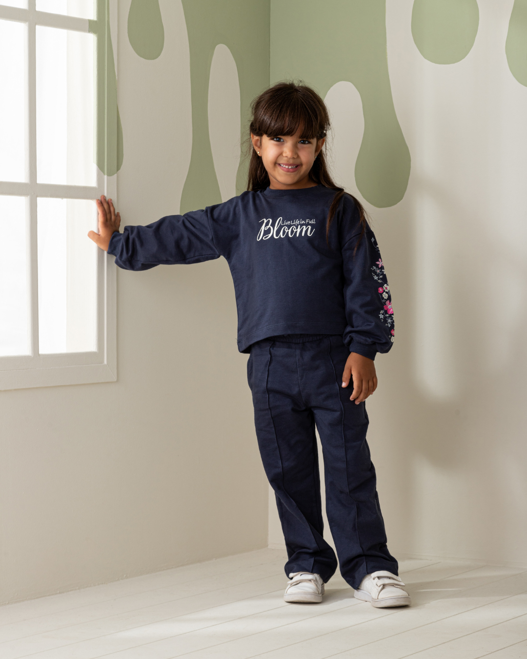 Bloom Girls' children's pajamas with puff sleeves and trousers