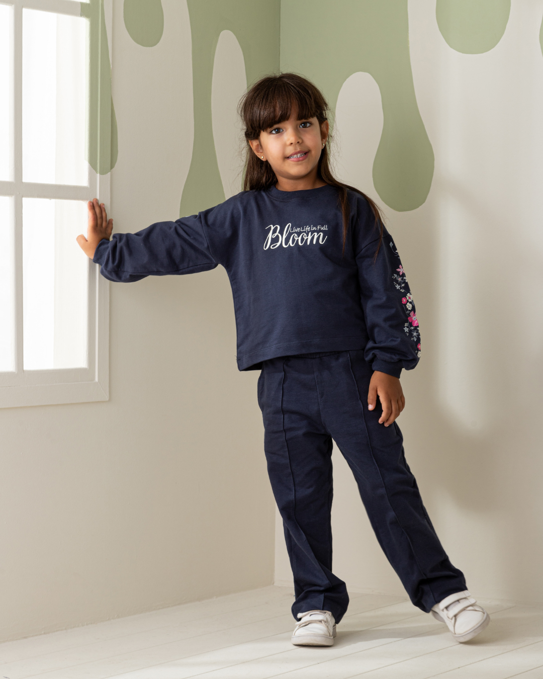 Bloom Girls' children's pajamas with puff sleeves and trousers