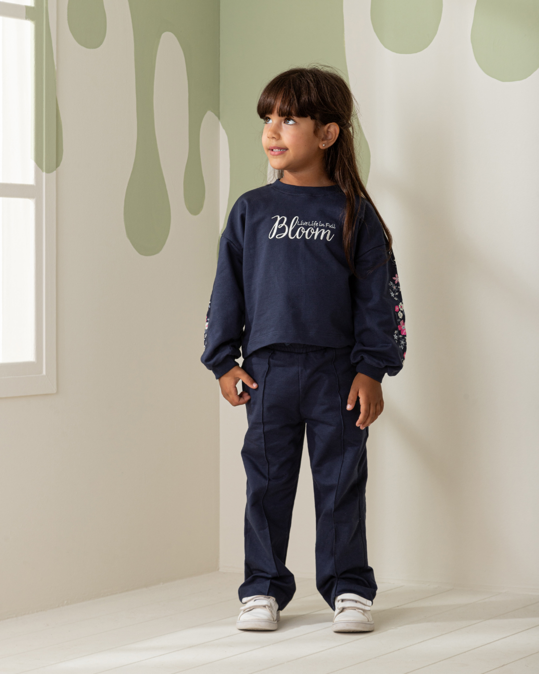 Bloom Girls' children's pajamas with puff sleeves and trousers