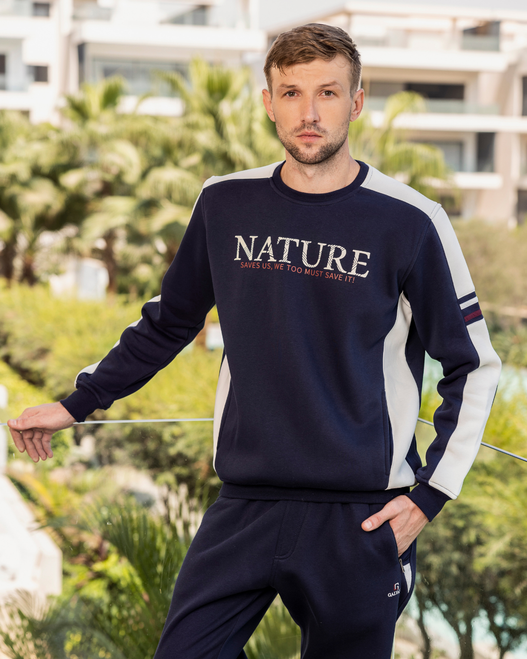 NATURE Men's pajamas with print on the chest