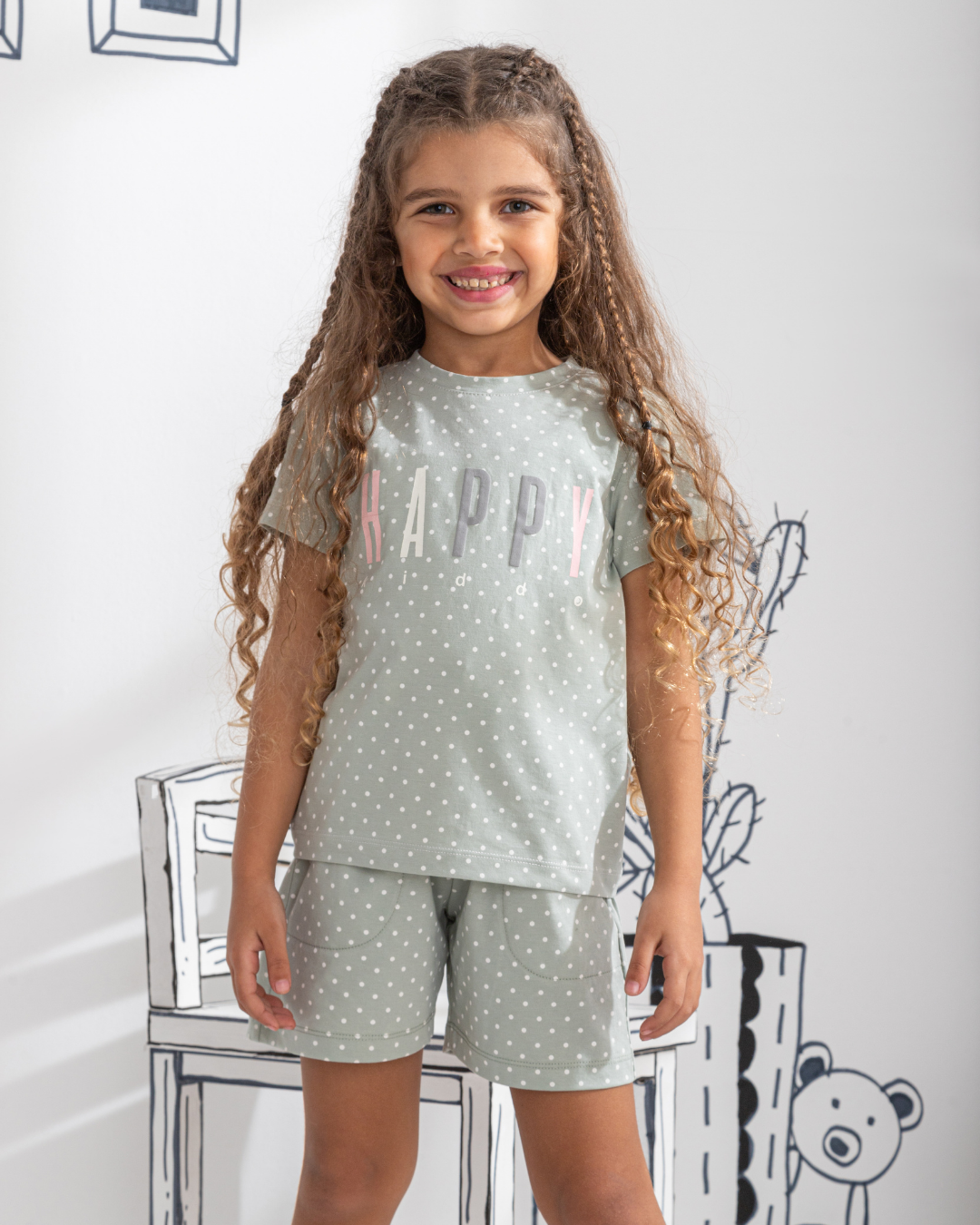 Happy Kiddo half sleeve pajamas for girls