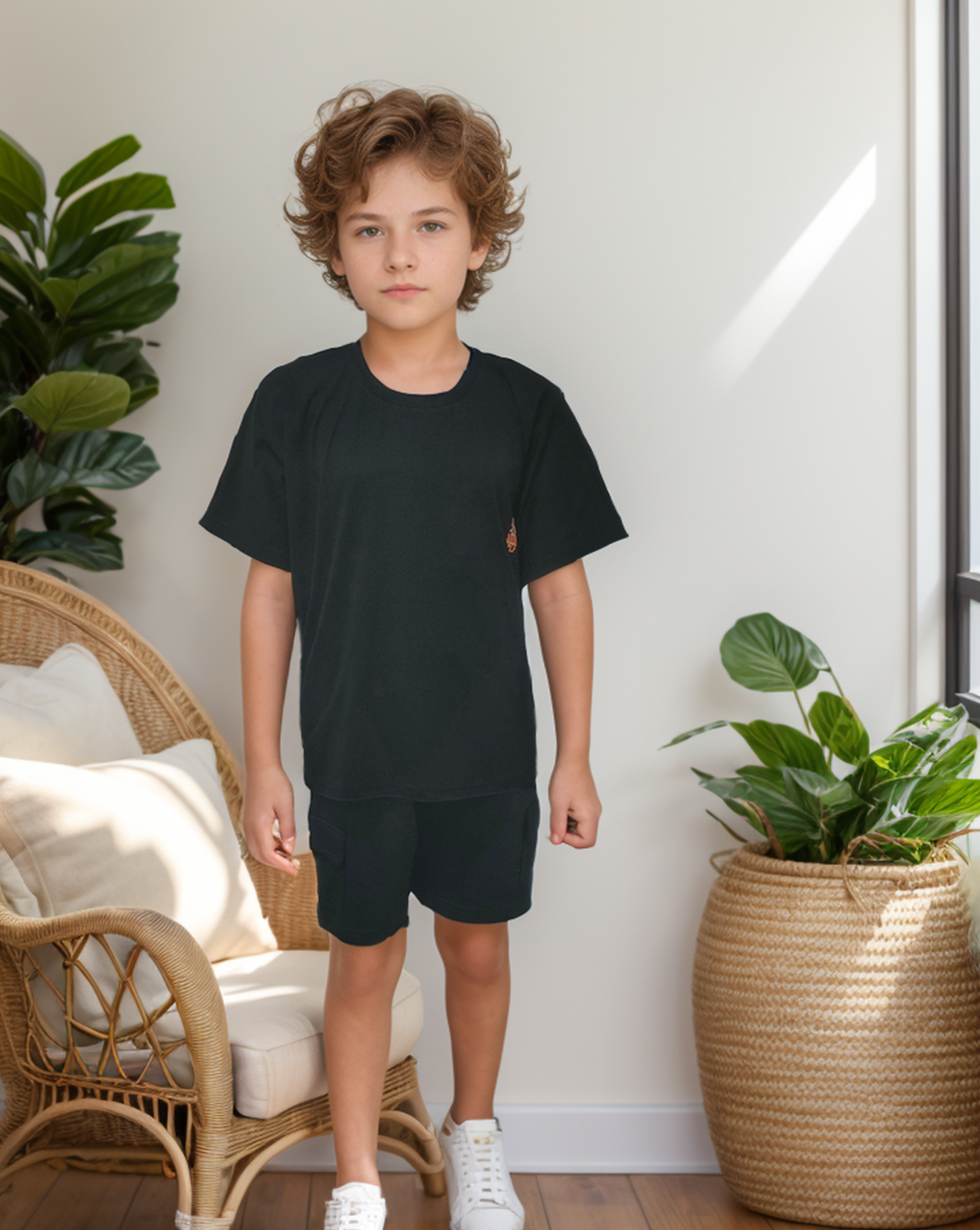 Streetwear Set for boys, half-sleeved pajamas and cotton shorts