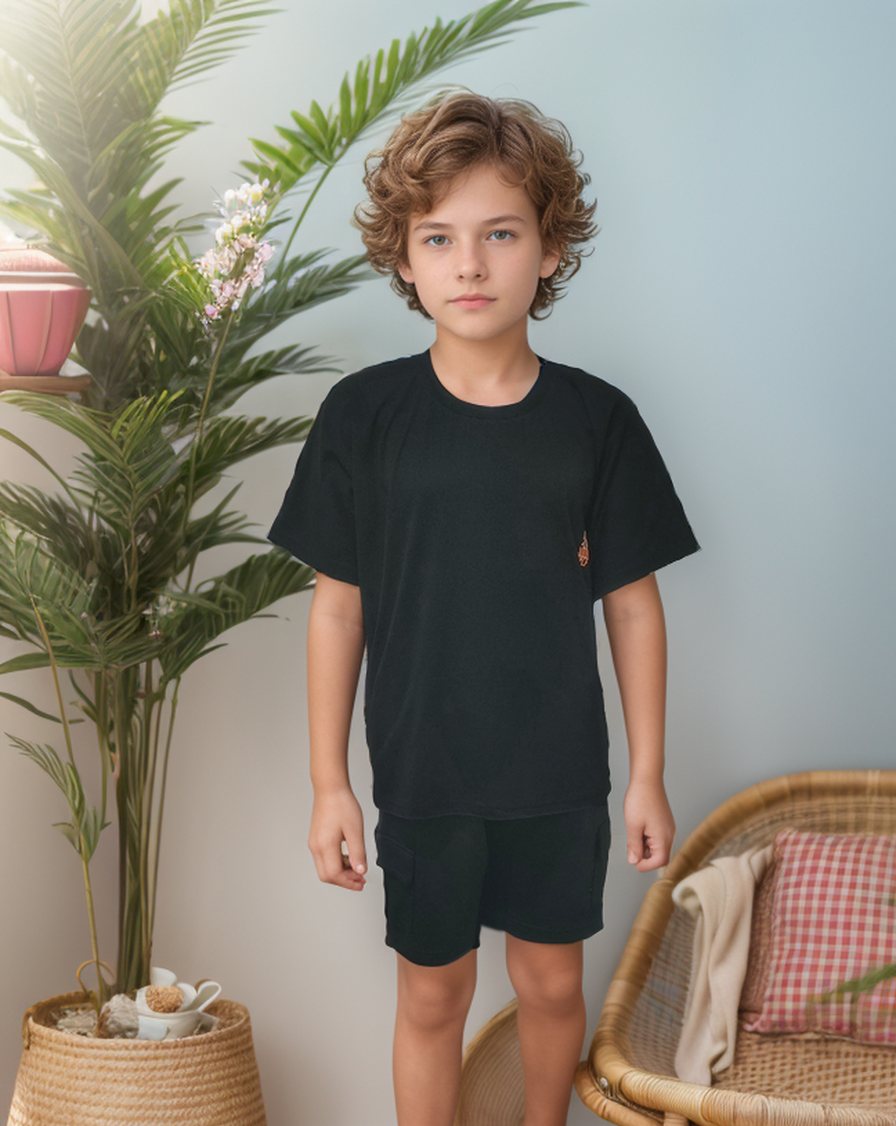 Streetwear Set for boys, half-sleeved pajamas and cotton shorts