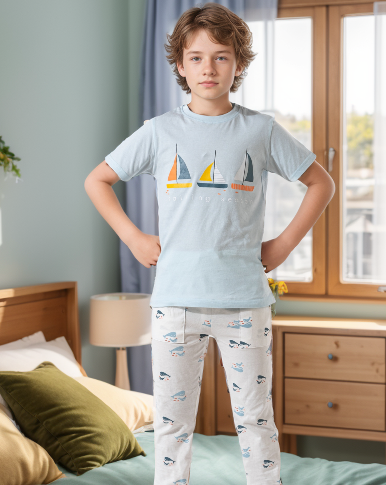 Sailing season My boys' half sleeve pajamas