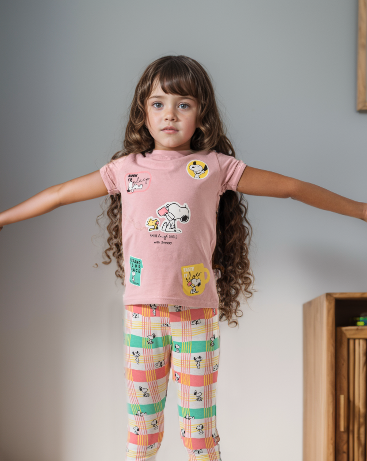 Snoopy Girl Disney half-sleeve pajamas for girls *printed leggings