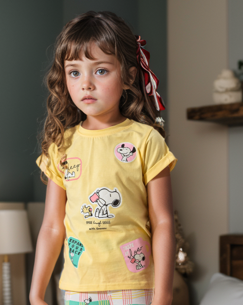 Snoopy Girl Disney half-sleeve pajamas for girls *printed leggings