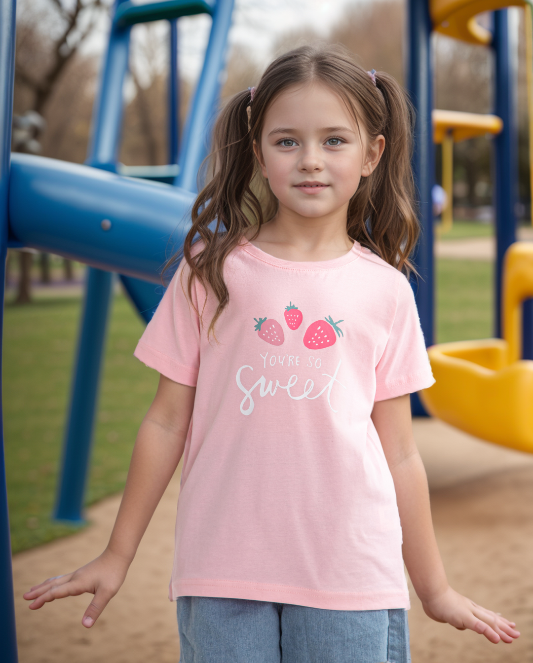 Strawberry half sleeve t-shirt for girls