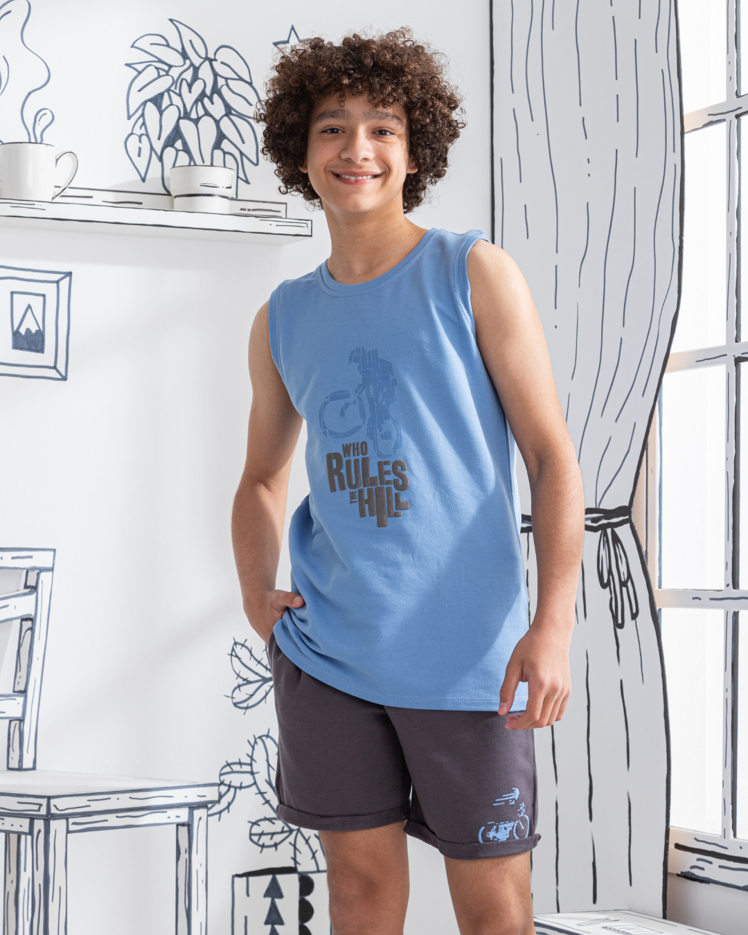 Bikers Boys' pajamas, printed T-shirt and shorts