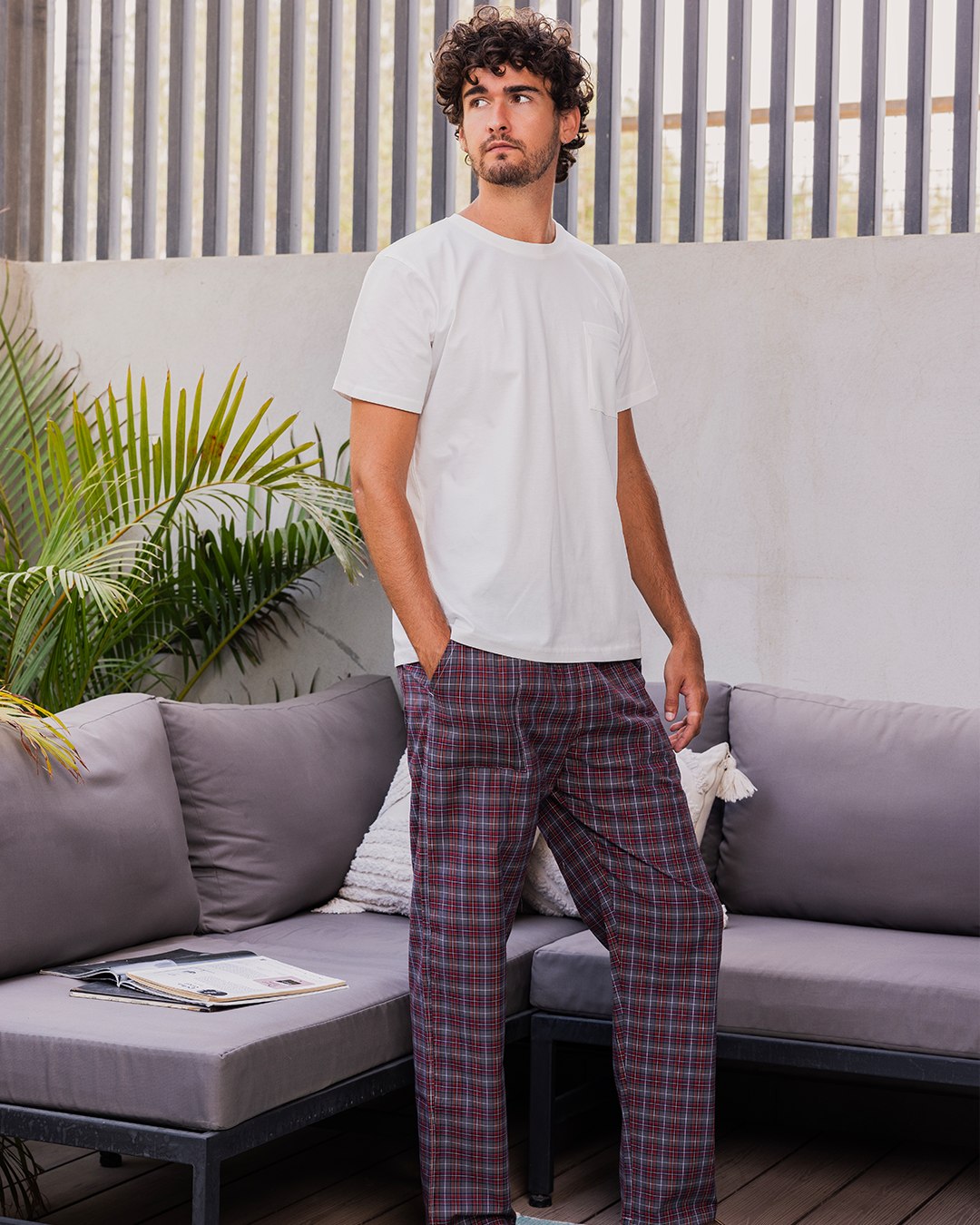 Plaid Pattern Mens Pajama Pants