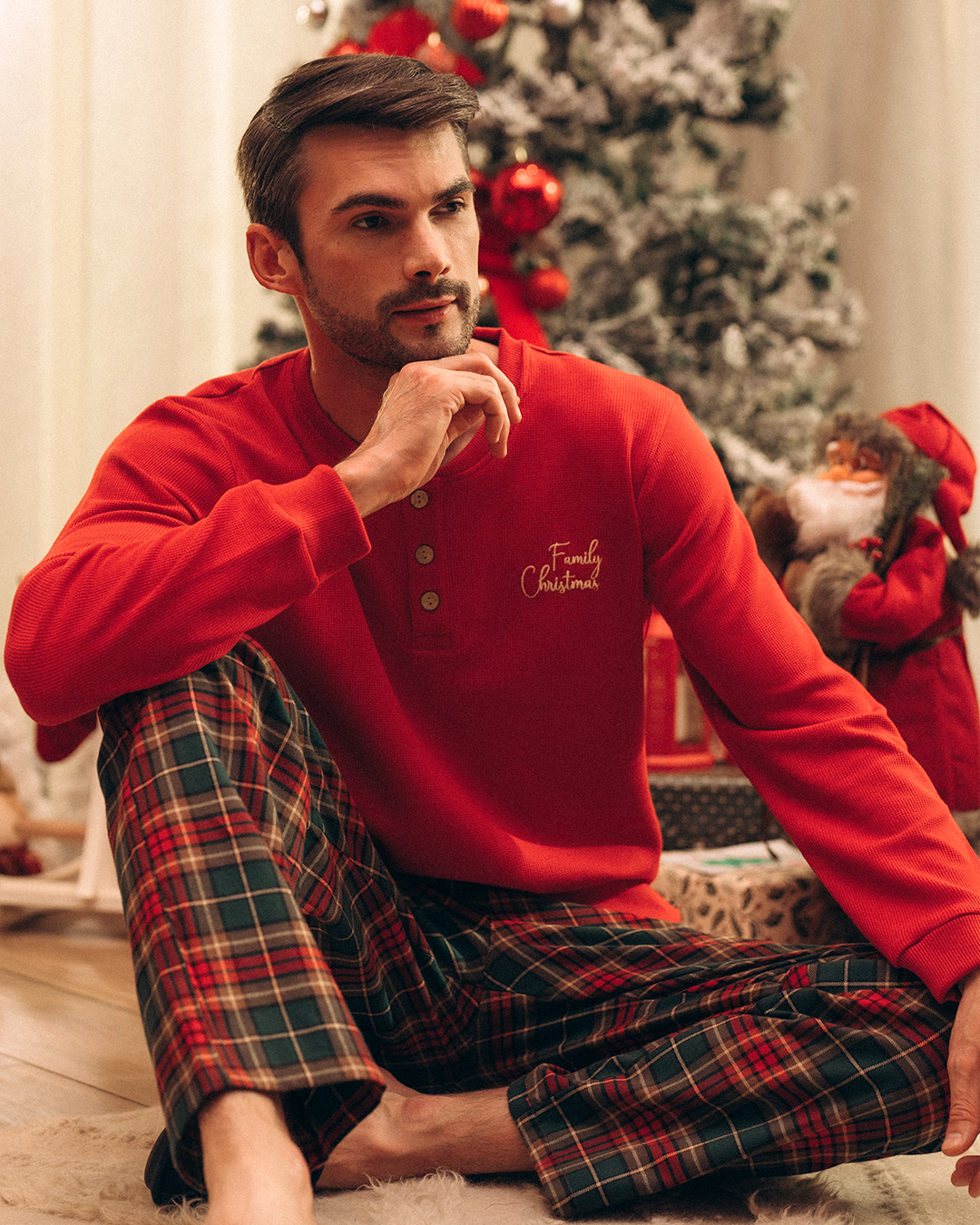 Men Christmas Pajama Embroidered Family Christmas 