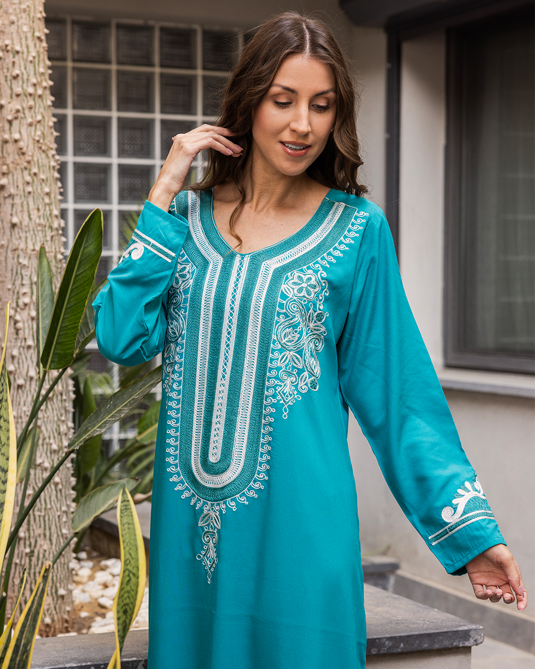 1 plain viscose dacron shirt with embroidered sleeves