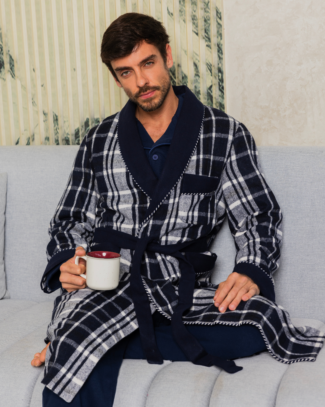 Men's checkered robe