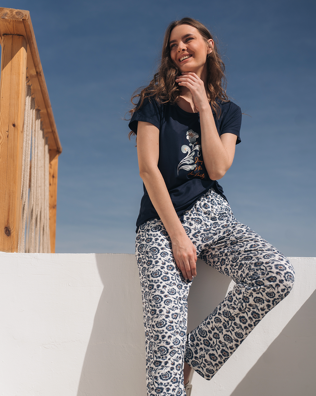 Women's pajamas with printed pants