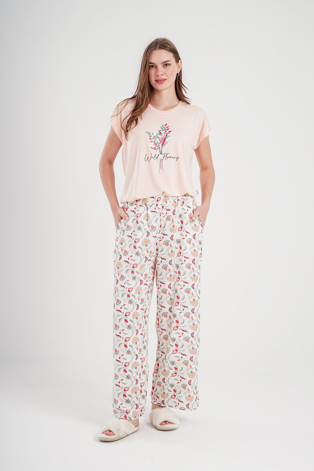 Wild Flowers women's pajamas with printed viscose pants