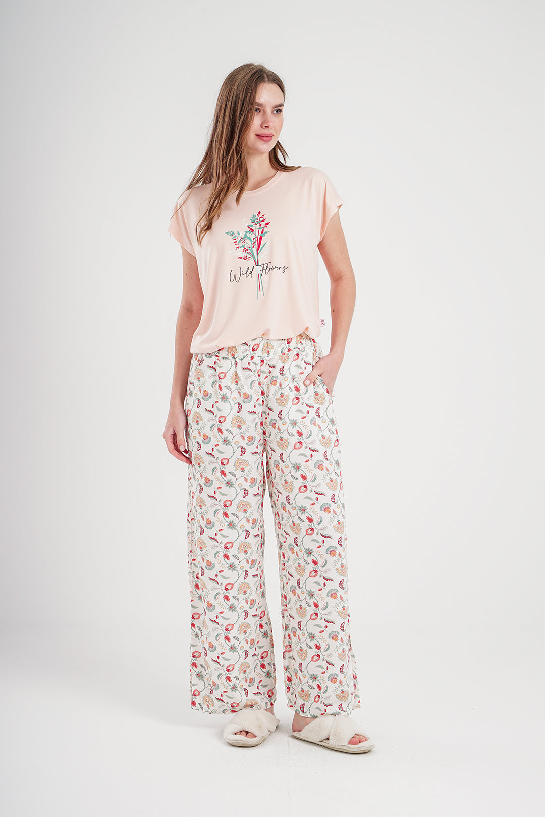 Wild Flowers women's pajamas with printed viscose pants