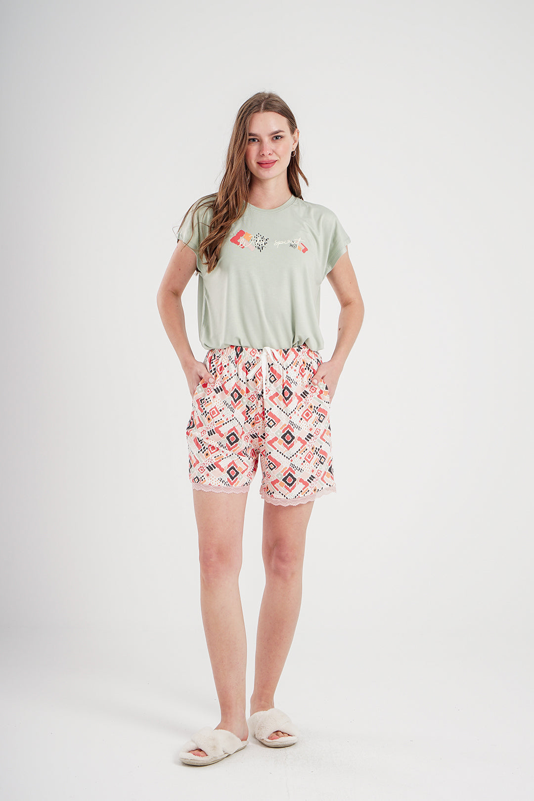 Abstract viscose shorts women's pajamas