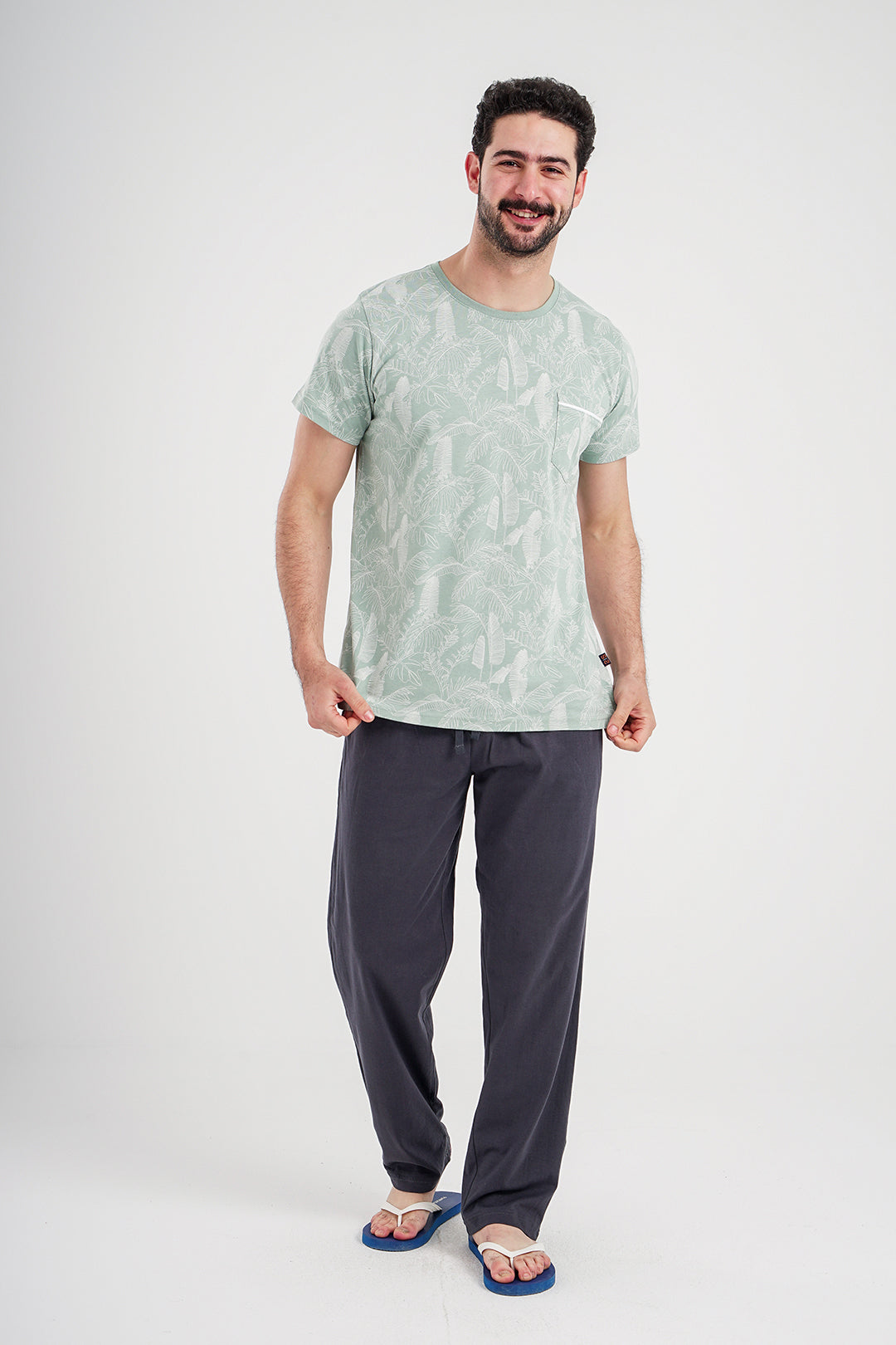 tropical men's pajama pants with pocket