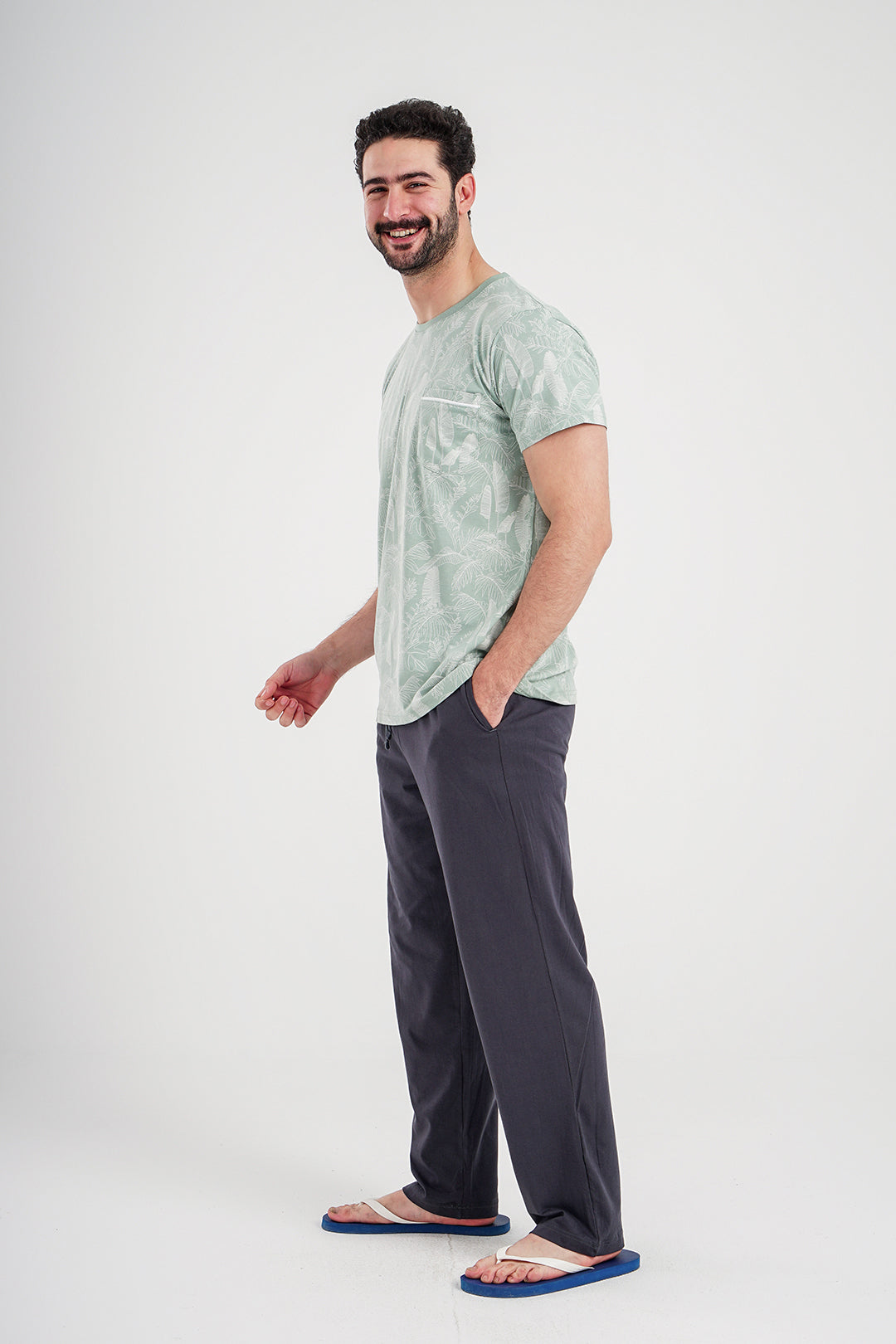 tropical men's pajama pants with pocket