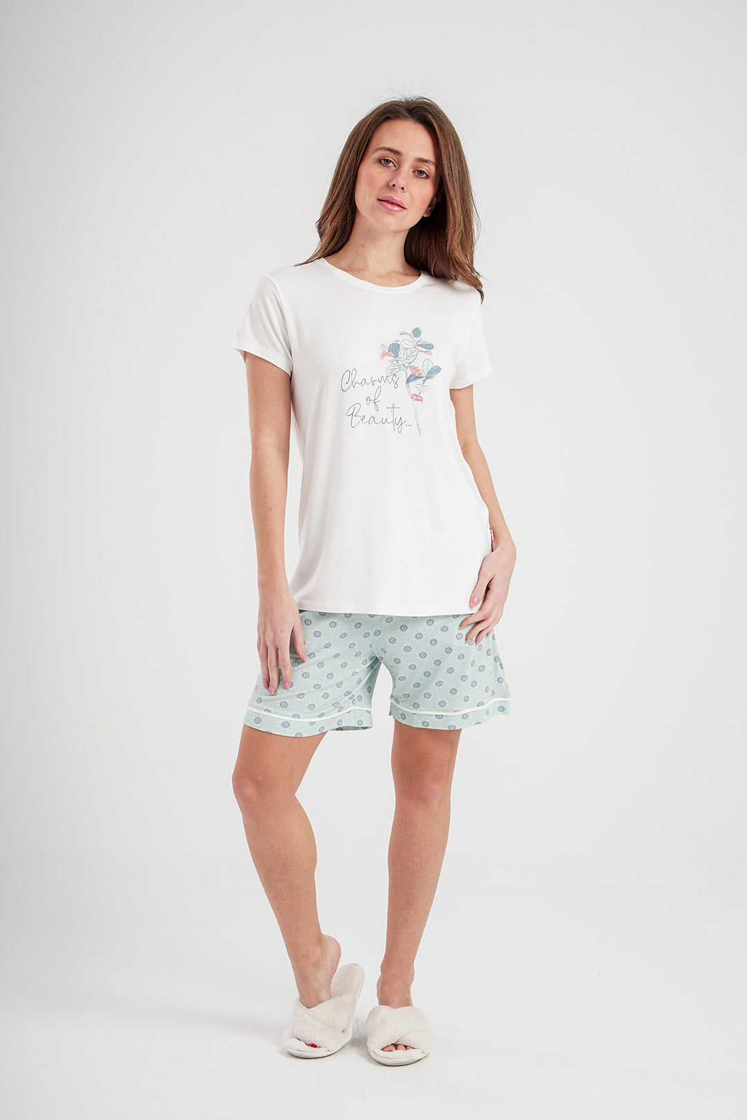 Women's pajamas, printed viscose shorts