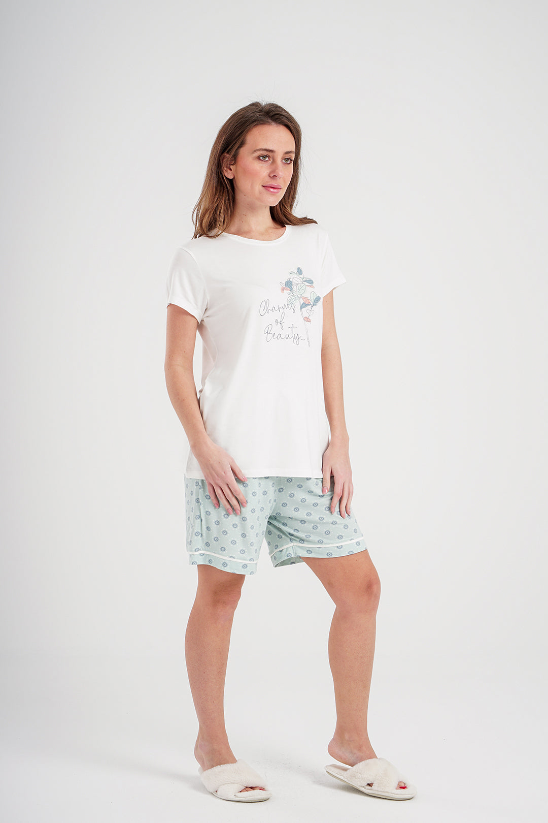 Women's pajamas, printed viscose shorts