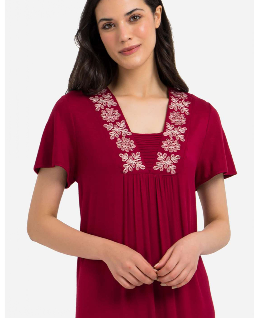 Ruffle chest floral V shirt for women