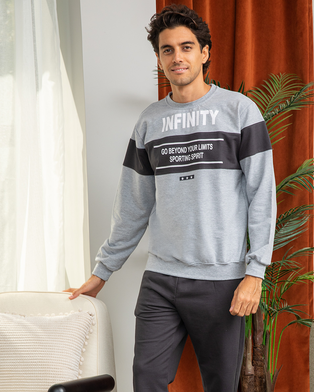 Infinity men's pajamas, a cut in the sleeve