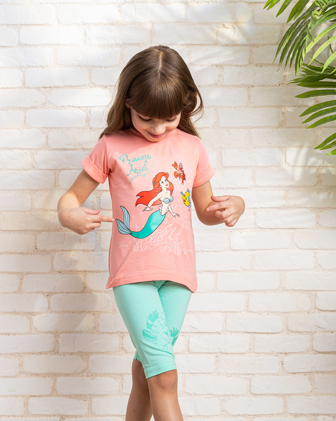 Princess Ariel girls' half sleeve pajamas