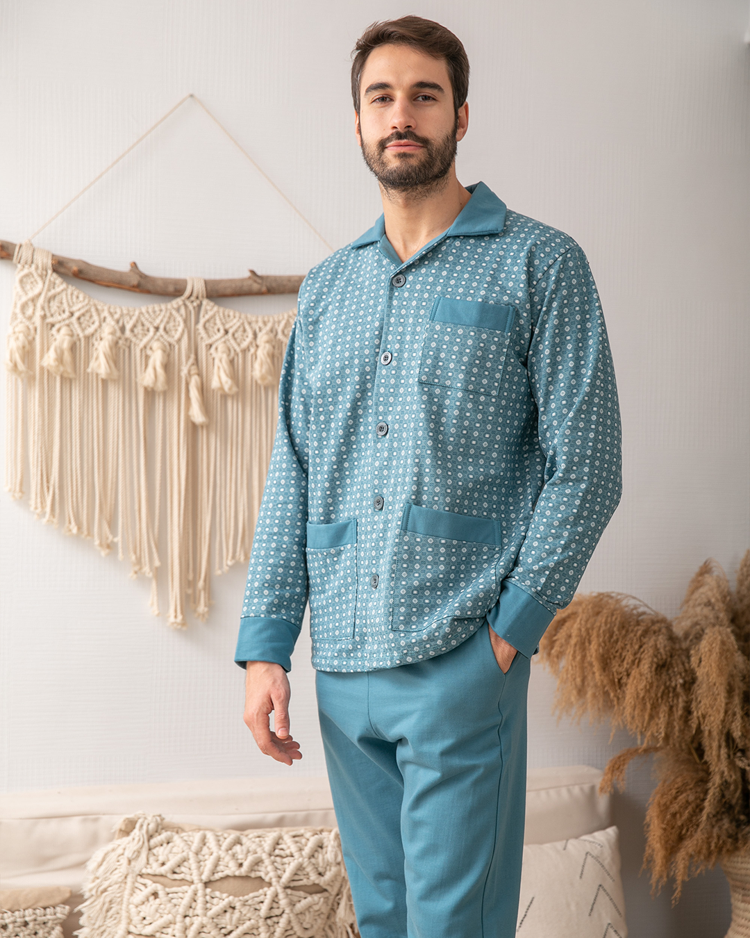 Men's pajamas, classic rotary shapes