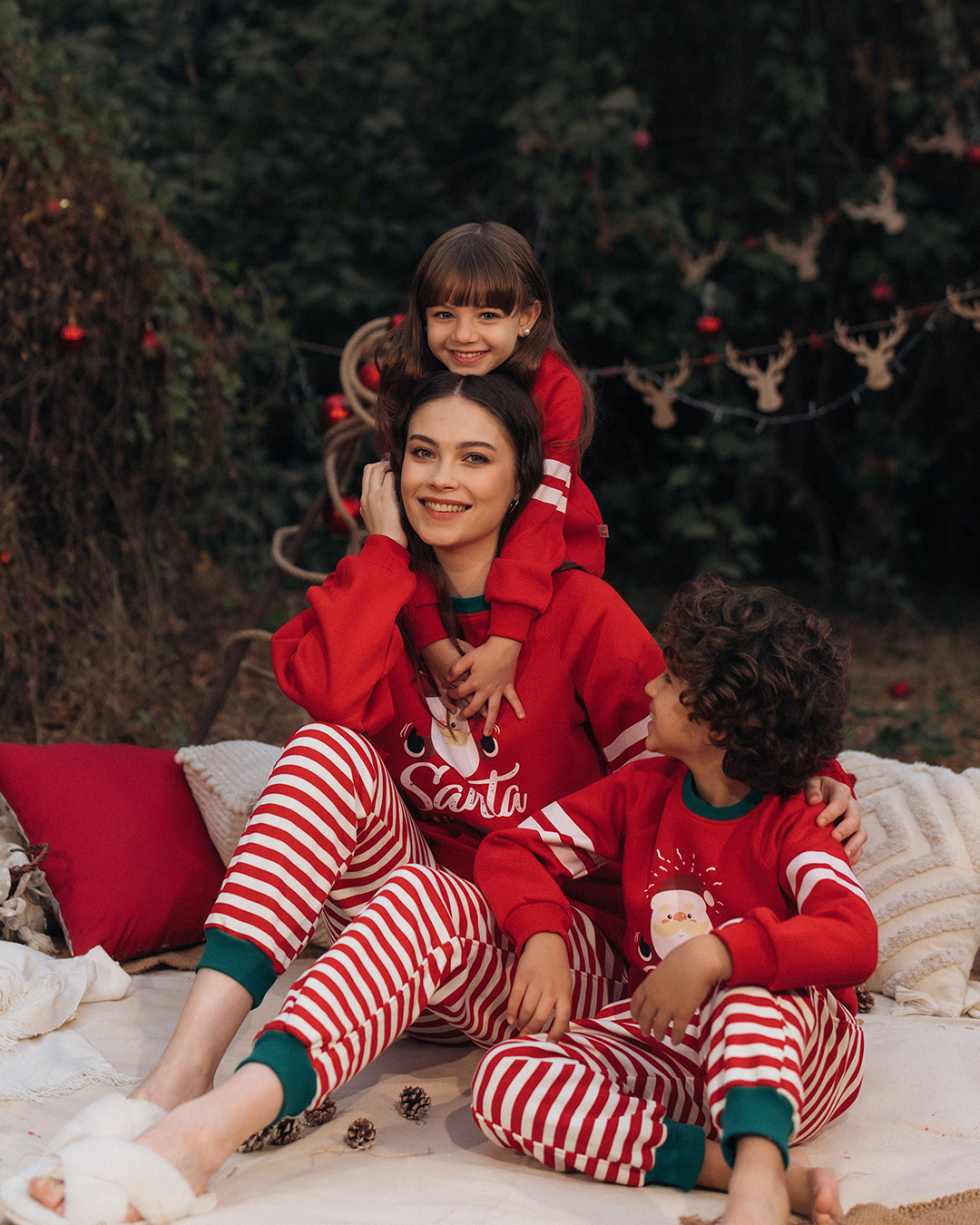 Santa is my holiday alarm My kids Christmas pajamas