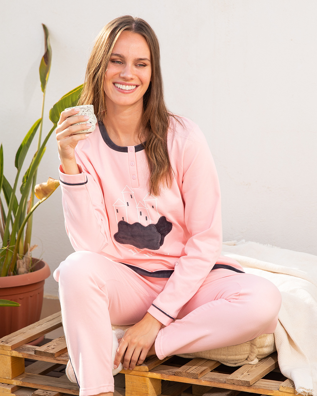 i love my home women's embroidered zipper pajamas
