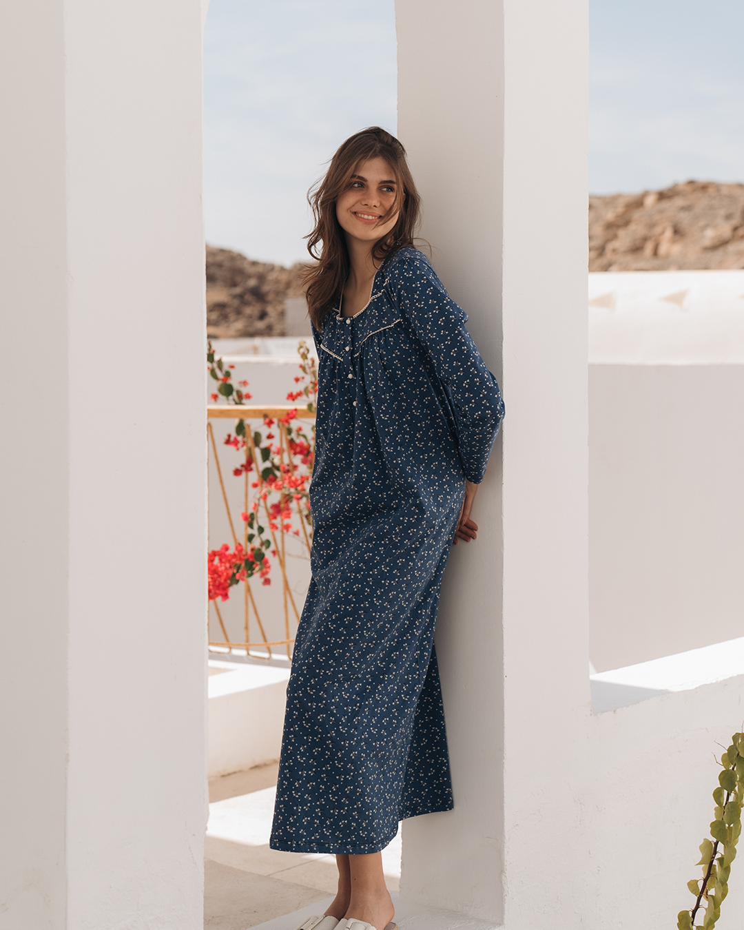 Women's galabia printed with sleeves