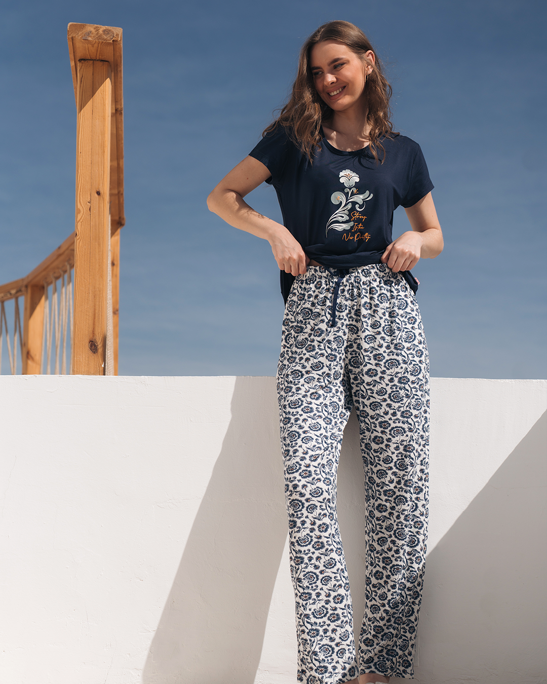 Women's pajamas with printed pants