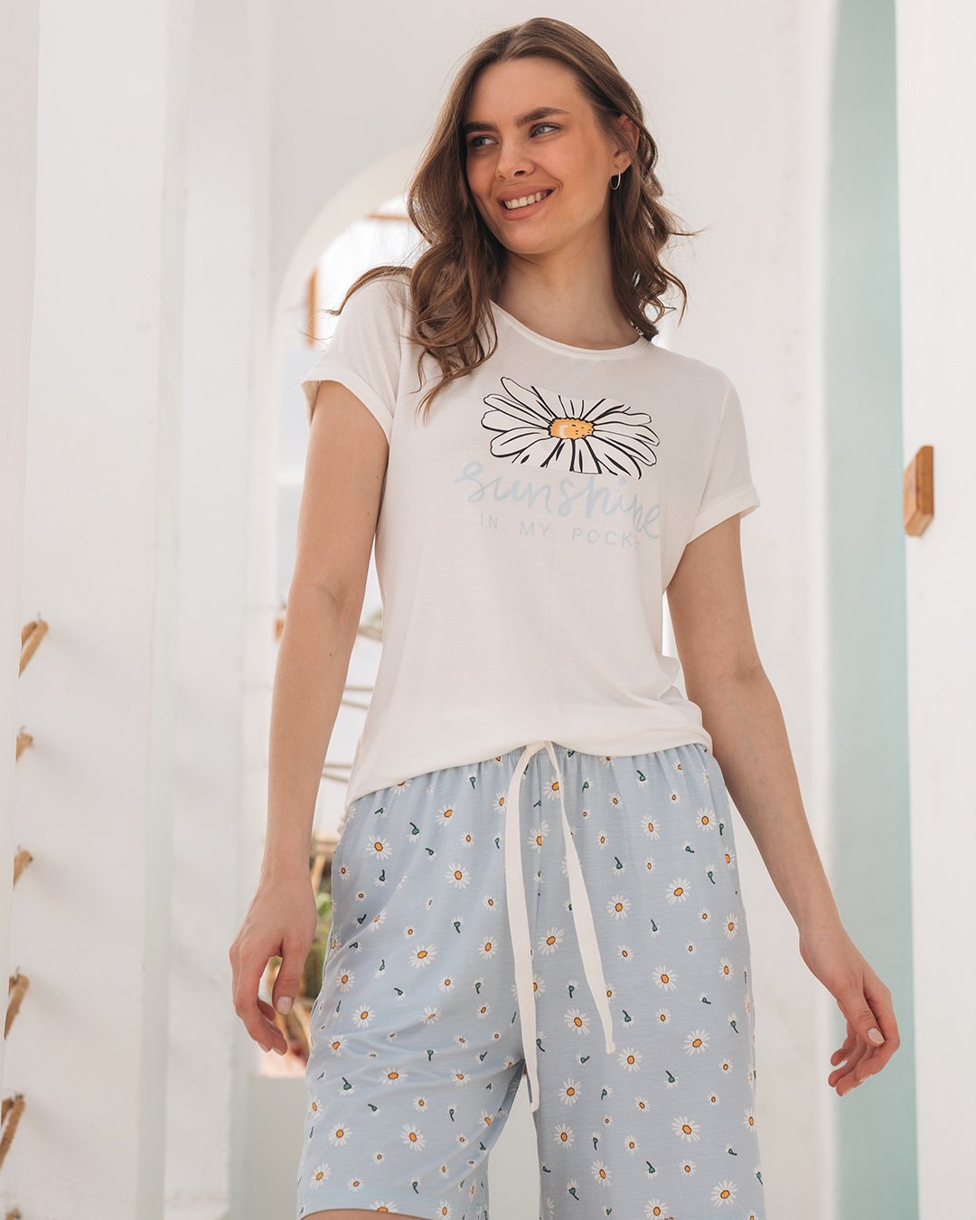 sun flower Women's viscose short pajamas