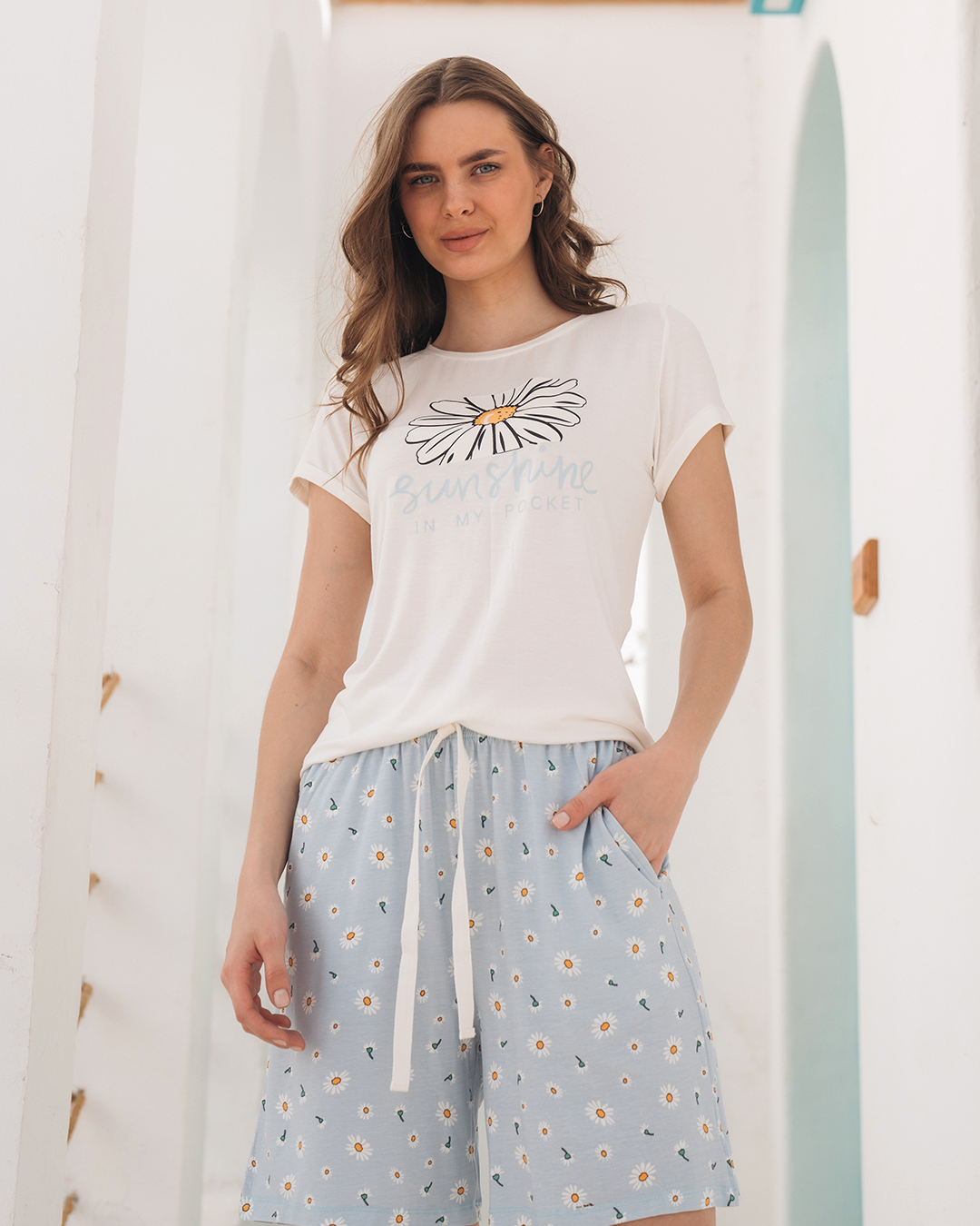 sun flower Women's viscose short pajamas