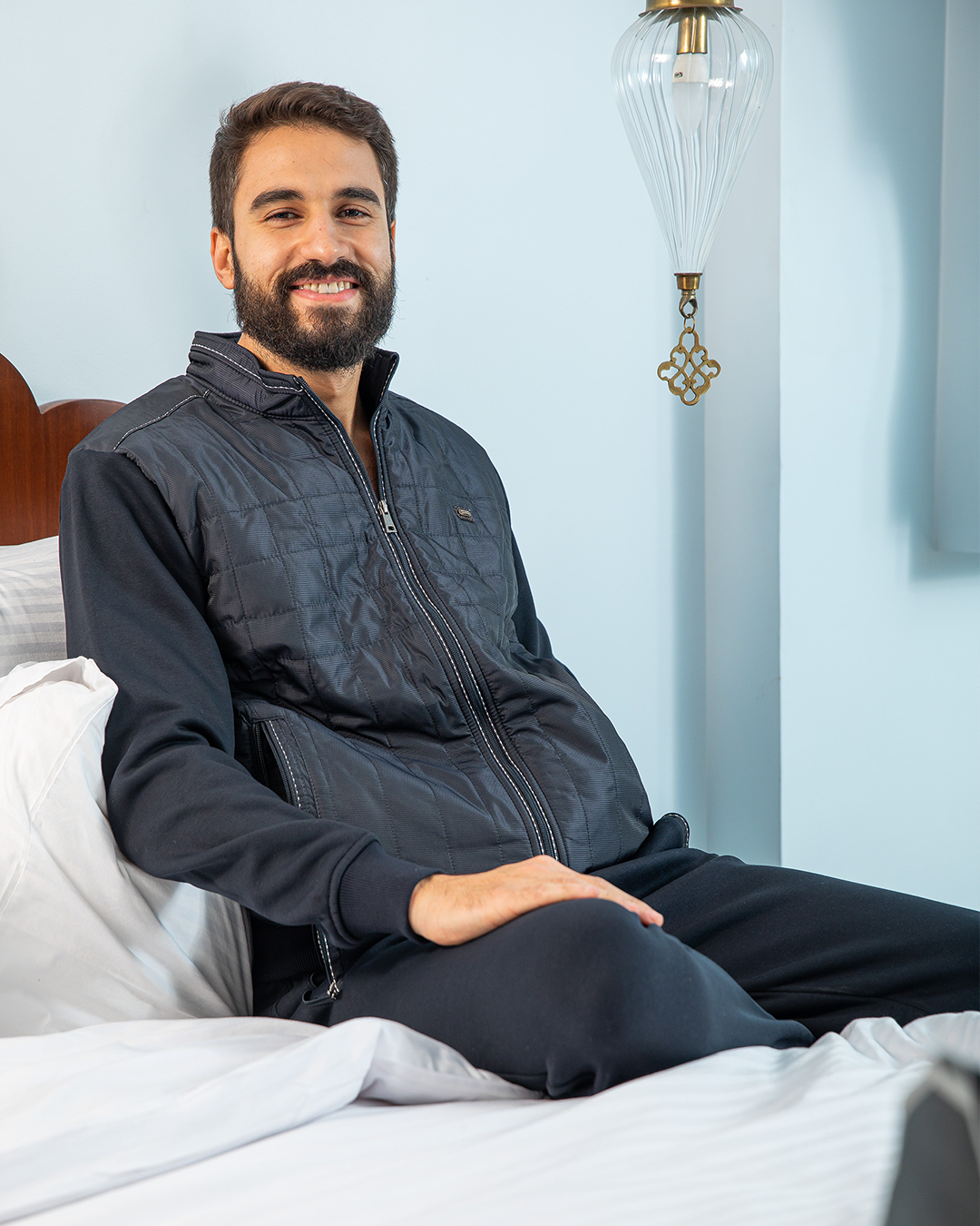 Men's pajamas with square ribbed zippers