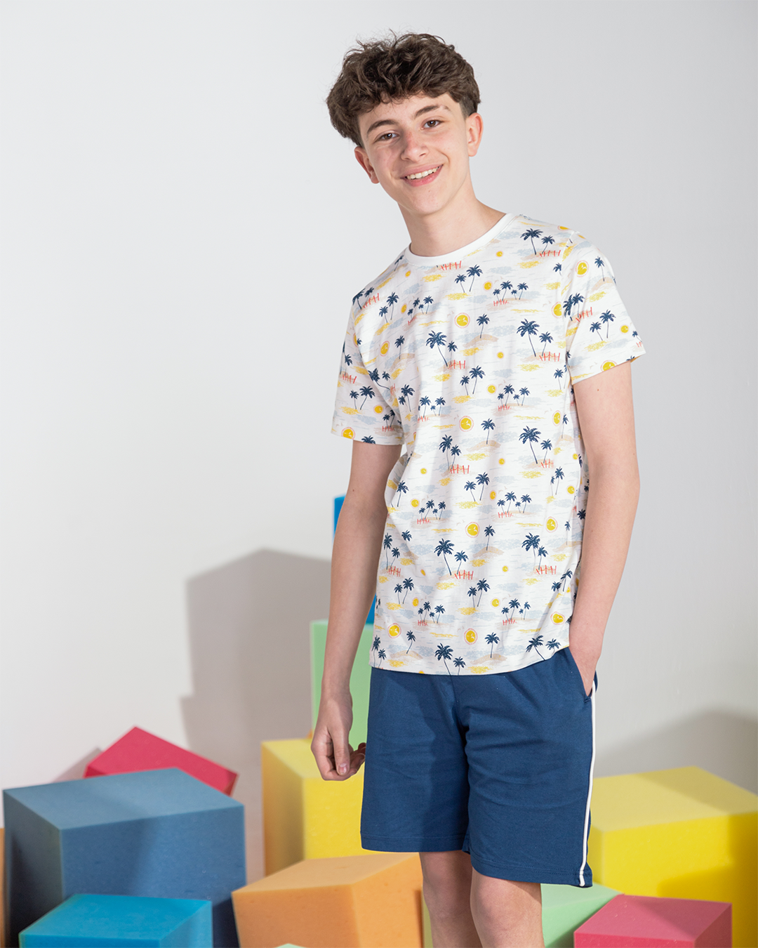 Boys' pajamas, printed T-shirt