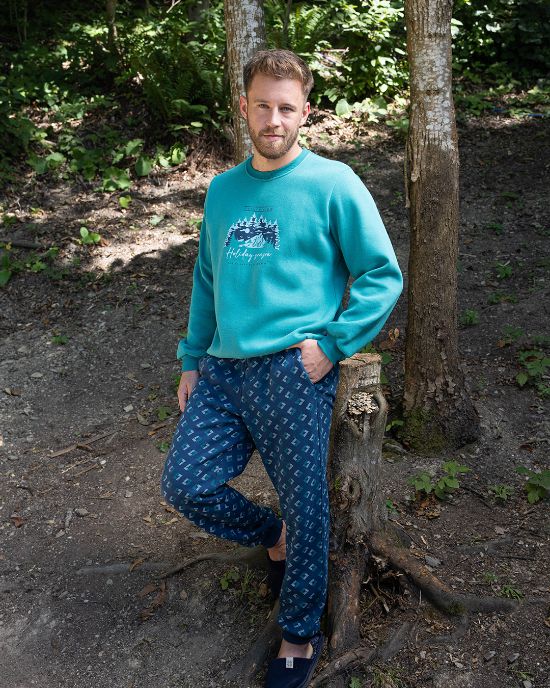 Holiday season men's pajama milton plain x milton printed
