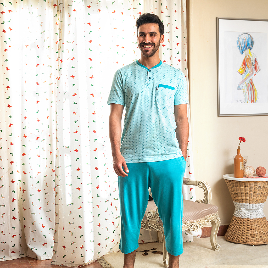 Pentacore pajamas with buttons and a pocket on the chest