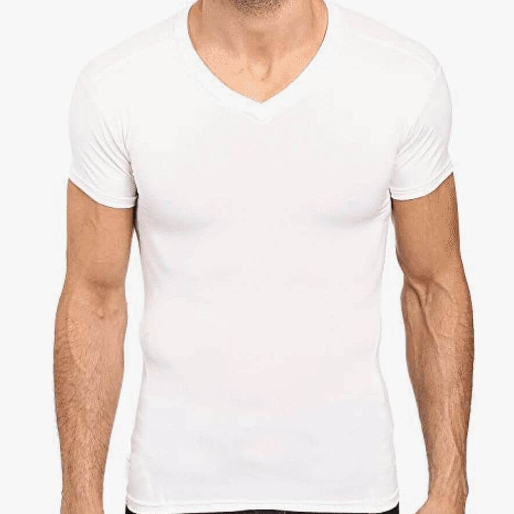 Undershirt, seven-neck, white, for men