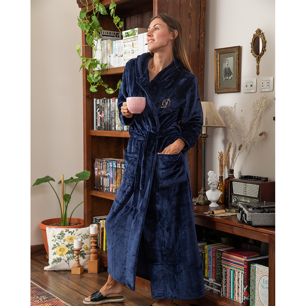 Women's long embroidered polar robe