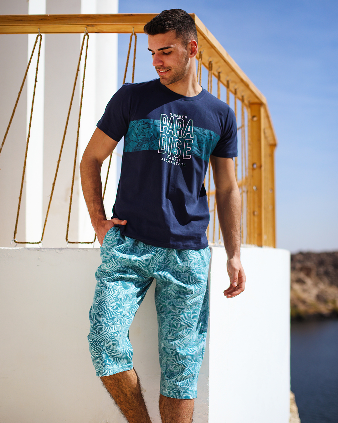 SUMMER PARADISE Men's pajama shorts with print