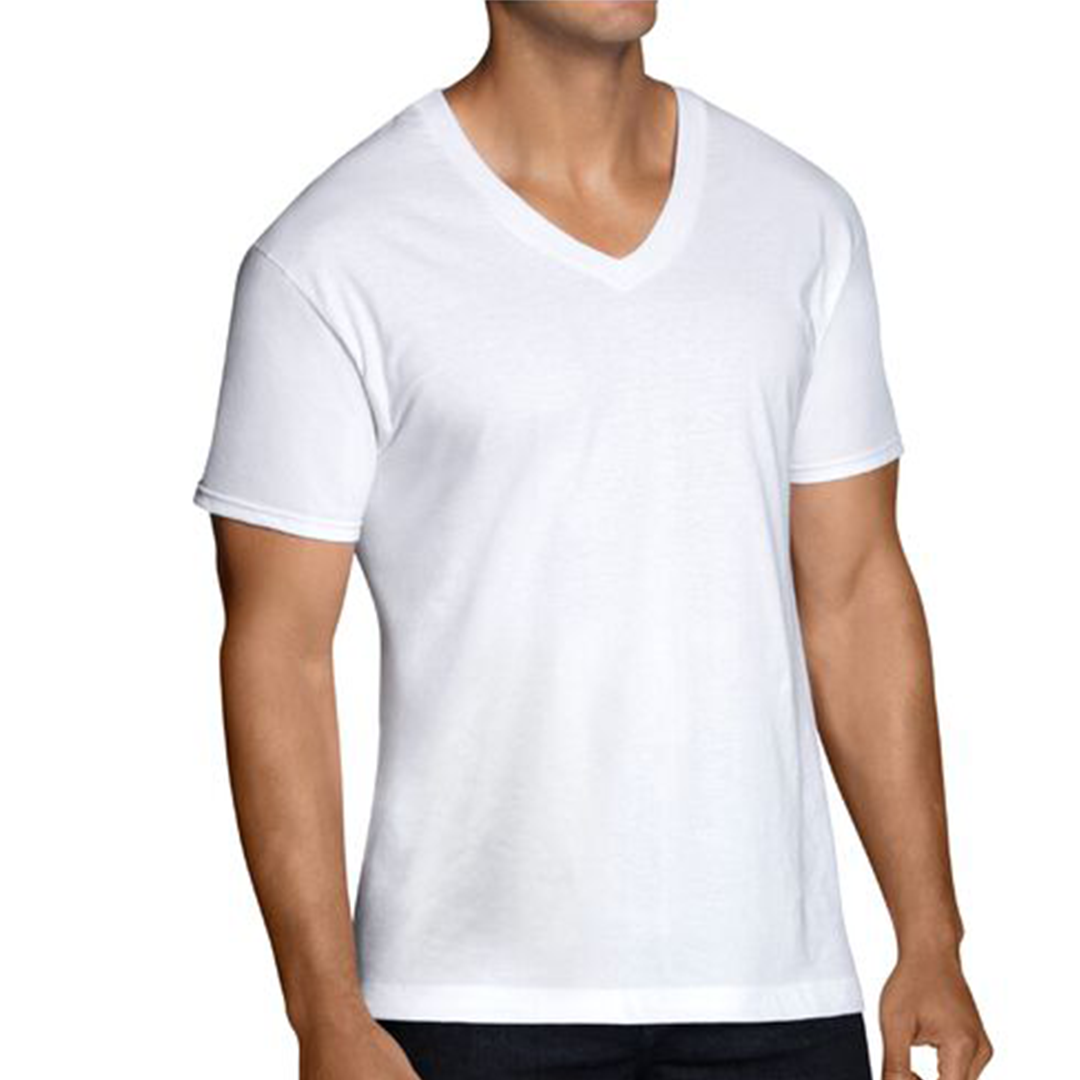 Undershirt, seven-neck, white, for men