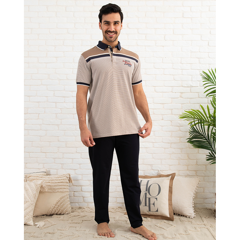 Men's thin striped pajamas with buttons 280