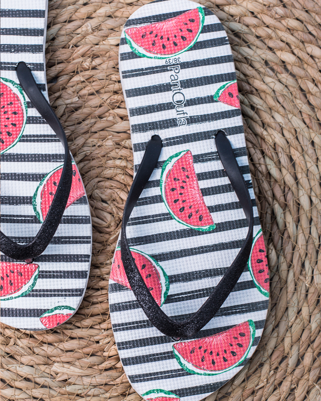 Watermelon printed women's slippers