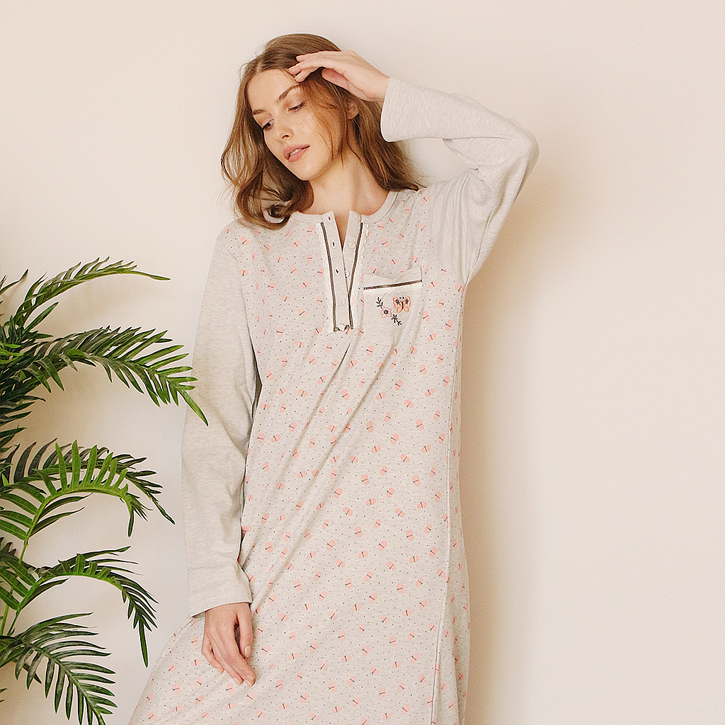 Butterfly polka dot nightshirt with pocket